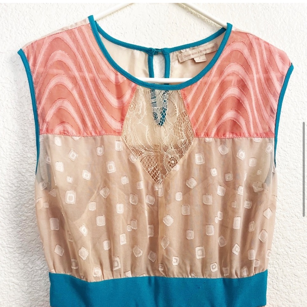 Anthropologie dress- Champagne & Strawberry - Picture 2 of 8